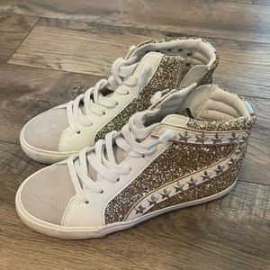 Vintage Havana Gold Glitter High-Top Sneakers